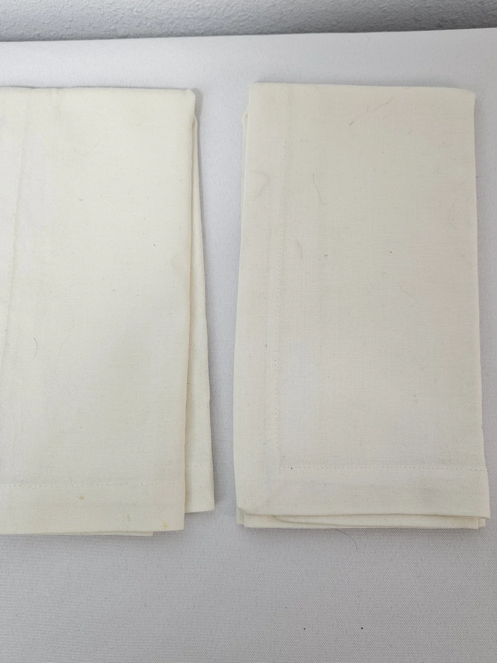 Pottery Barn Embroidered Bird Nest Tea Napkins- Cream with Blue Accent Set Of 2
